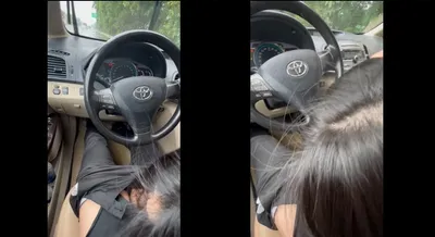 Em người yêu mưa thích bú bú trên xe ô tô